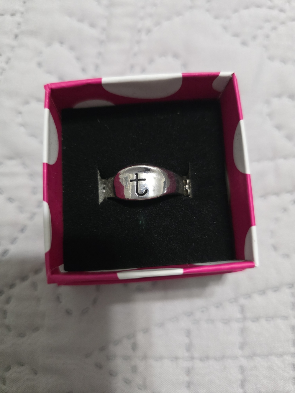 Silver 't' Signet Ring